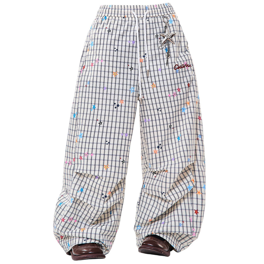 Boogzel Apparel Starry Grid Aesthetic Wide Leg Pants