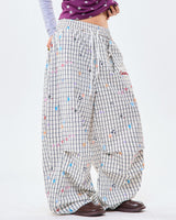 Boogzel Apparel Starry Grid Aesthetic Wide Leg Pants, view 3