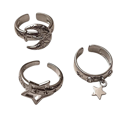 Boogzel Apparel Stars & Moon Aesthetic Ring Set