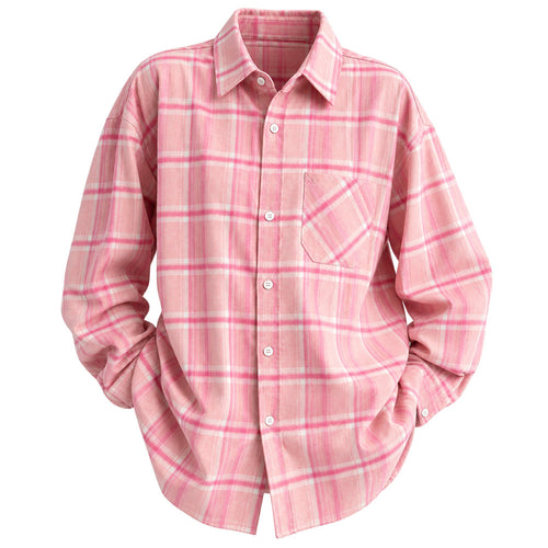 Boogzel Apparel Stay Away Pink Plaid Shirt