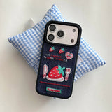 Boogzel Apparel Strawberry Embroidery Denim iPhone Case, view 6