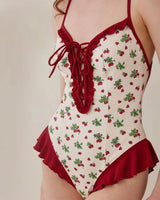 Boogzel Apparel Strawberry Fields Ruffle One-Piece Swimsuit, view 3
