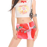 Boogzel Apparel Strawberry Print Y2K Mini Skirt, view 6
