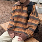 Boogzel Apparel Striped Pattern Grandma Collar Sweater, view 2