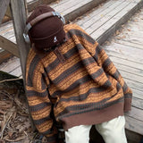 Boogzel Apparel Striped Pattern Grandma Collar Sweater, view 3