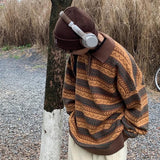 Boogzel Apparel Striped Pattern Grandma Collar Sweater, view 4