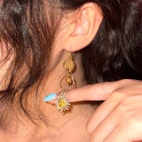 Boogzel Apparel Sun & Moon Aesthetic Earrings, view 3