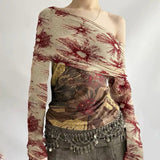 Boogzel Apparel Sun Print Mesh Off-Shoulder Top, view 5