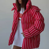 Boogzel Apparel Sunday Stroll Striped Puffer Jacket, view 5