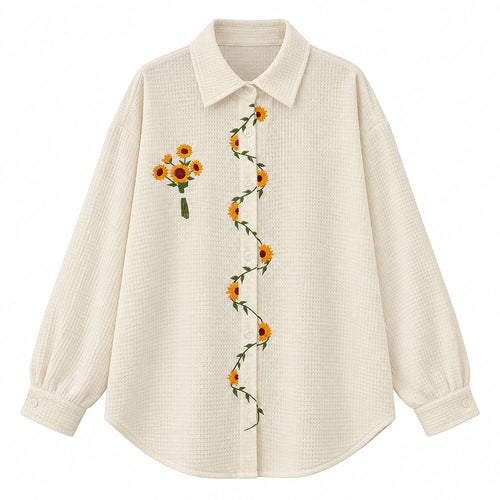 Boogzel Apparel Sunflower Embroidery Oversized Shirt