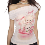 Boogzel Apparel Sunny Days Kitten Off Shoulder Top, view 2