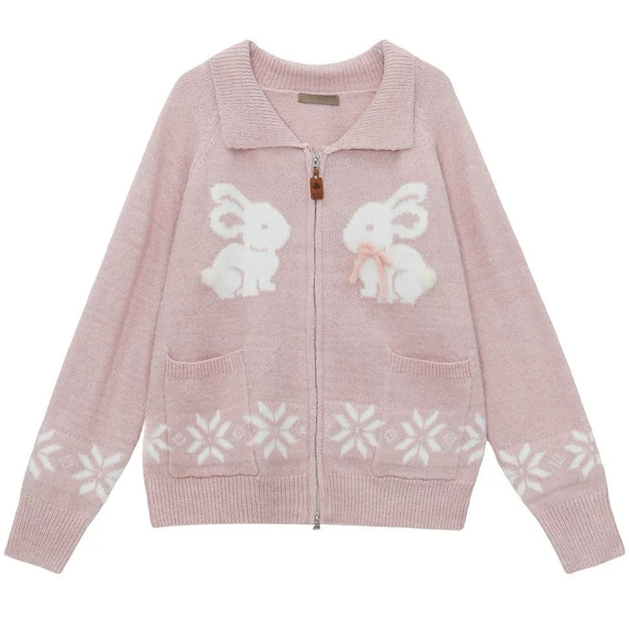 Boogzel Apparel Sweet Attitude Bunny Zip Up Cardigan