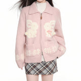 Boogzel Apparel Sweet Attitude Bunny Zip Up Cardigan, view 4