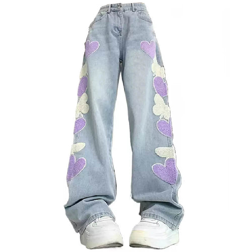 Boogzel Apparel Sweet Attitude Heart Patch Wide-Leg Jeans