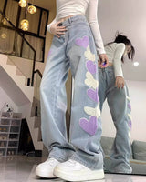 Boogzel Apparel Sweet Attitude Heart Patch Wide-Leg Jeans, view 3