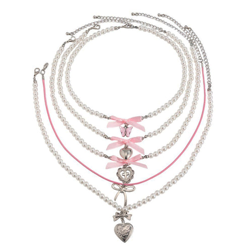 Boogzel Apparel Sweet Attitude Pearl Layered Necklace Set