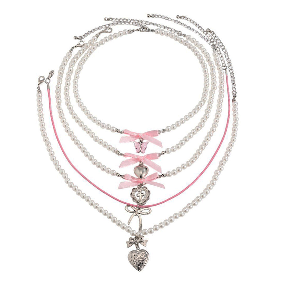 Boogzel Apparel Sweet Attitude Pearl Layered Necklace Set