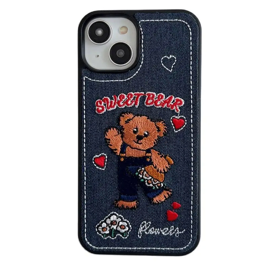Boogzel Apparel Sweet Bear Embroidery iPhone Case