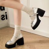 Boogzel Apparel Sweet Team Chunky Platform Mary Jane Heels, view 5