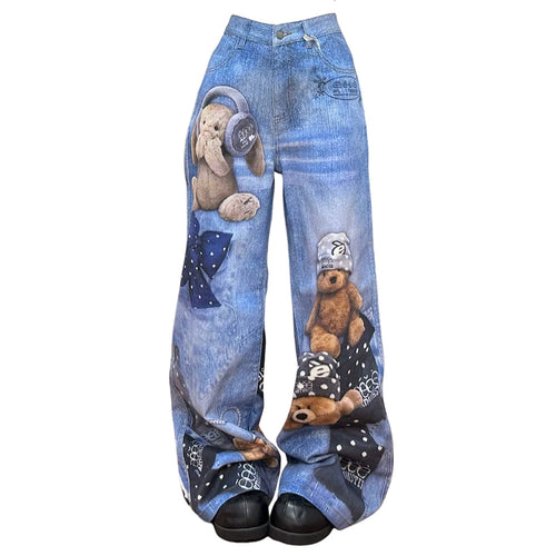 Boogzel Apparel Teddy Bear Wide Leg Jeans