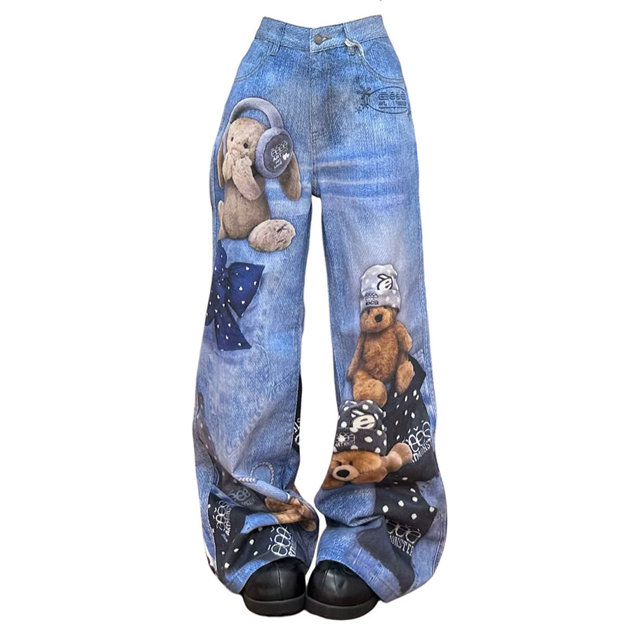 Boogzel Apparel Teddy Bear Wide Leg Jeans