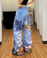 Boogzel Apparel Teddy Bear Wide Leg Jeans, view 4