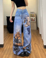 Boogzel Apparel Teddy Bear Wide Leg Jeans, view 5