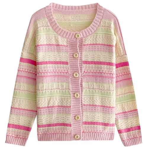 Boogzel Apparel Teen Craft Pastel Striped Knit Cardigan