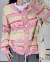 Boogzel Apparel Teen Craft Pastel Striped Knit Cardigan, view 2