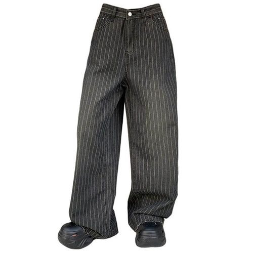 Boogzel Apparel Teen Craft Striped Baggy Jeans