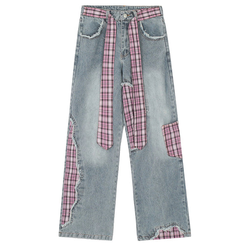 Boogzel Apparel Teen Spirit Plaid Patchwork Jeans