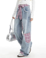 Boogzel Apparel Teen Spirit Plaid Patchwork Jeans, view 5