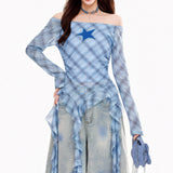 Boogzel Apparel Teen Spirit Star Plaid Long Sleeve Top, view 2