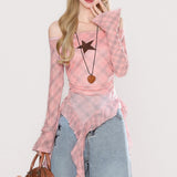 Boogzel Apparel Teen Spirit Star Plaid Long Sleeve Top, view 3