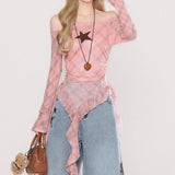 Boogzel Apparel Teen Spirit Star Plaid Long Sleeve Top, view 5