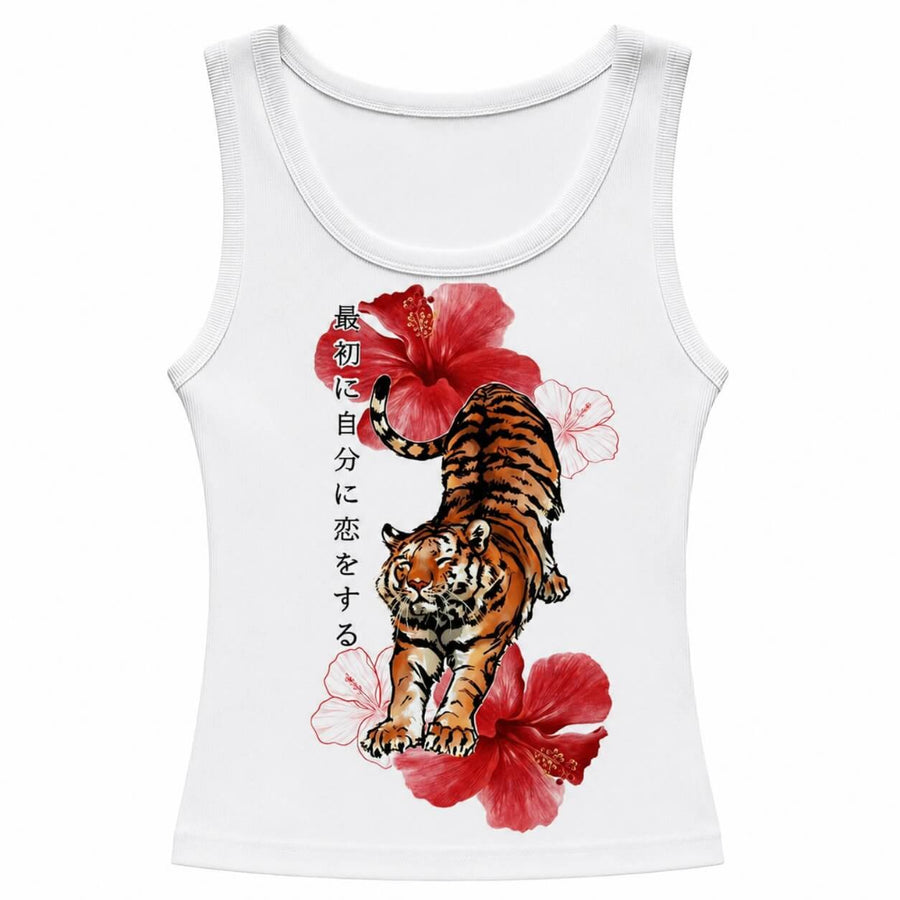 Boogzel Apparel Tiger Graphic Ribbed Tank Top