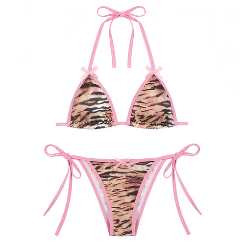 Boogzel Apparel Tiger Print Pink Y2K Bikini Set
