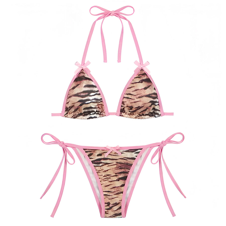 Boogzel Apparel Tiger Print Pink Y2K Bikini Set