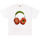 Boogzel Apparel Tomato Headphones Graphic T-Shirt, view 2