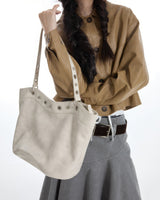 Boogzel Apparel Too Busy Grommet Stud Beige Shoulder Bag, view 3