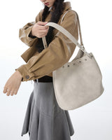 Boogzel Apparel Too Busy Grommet Stud Beige Shoulder Bag, view 4