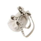 Boogzel Apparel Too Busy Grommet Stud Beige Shoulder Bag, view 5