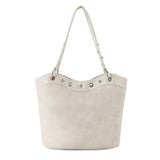 Boogzel Apparel Too Busy Grommet Stud Beige Shoulder Bag, view 6