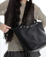 Boogzel Apparel Too Busy Grommet Stud Black Shoulder Bag, view 3