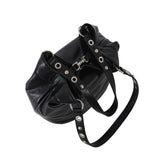 Boogzel Apparel Too Busy Grommet Stud Black Shoulder Bag, view 6
