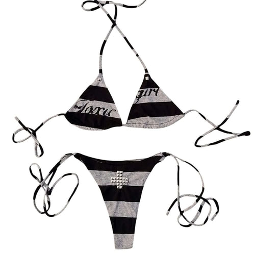 Boogzel Apparel Toxic Girl Striped Bikini Set