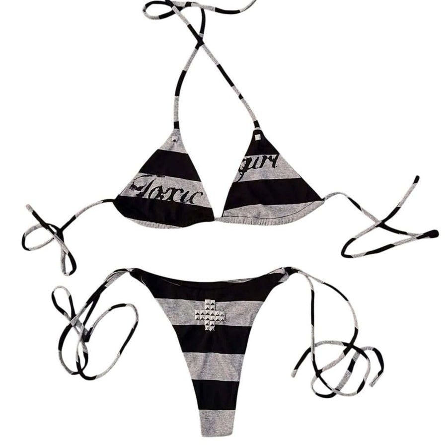 Boogzel Apparel Toxic Girl Striped Bikini Set