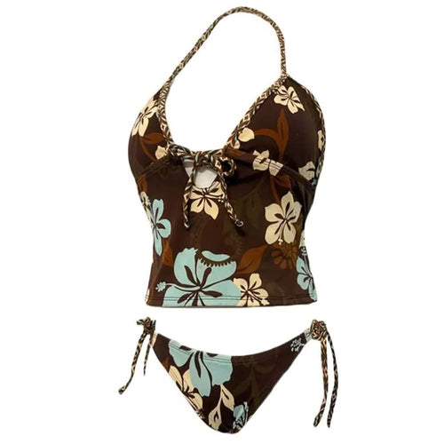 Boogzel Apparel Tropical Flowers Coconut Girl Aesthetic Bikini Set