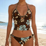 Boogzel Apparel Tropical Flowers Coconut Girl Aesthetic Bikini Set, view 3