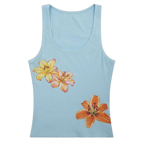 Boogzel Apparel Tropical Flowers Coconut Girl Aesthetic Tank